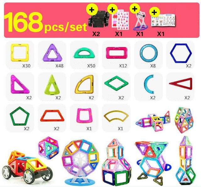 30-252pcs DIY Magnetic Constructor Triangle Square Big Bricks - Magnetic Building Blocks Designer Set (8X2)(F2)