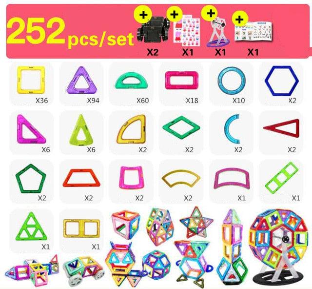 30-252pcs DIY Magnetic Constructor Triangle Square Big Bricks - Magnetic Building Blocks Designer Set (8X2)(F2)