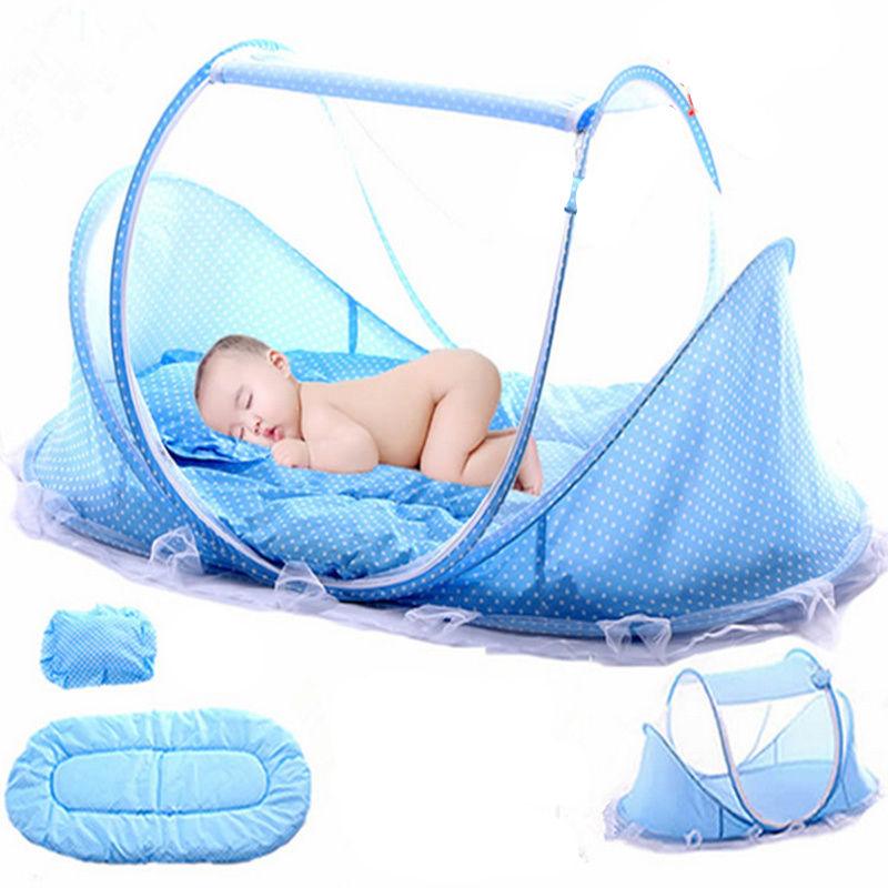 Baby Bedding Crib - Netting Folding Baby Mosquito Nets Bed - Mattress Pillow Three-piece Suit For 0-3 Years Old Children (X5)(3X1)
