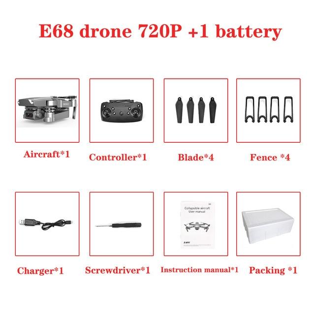 NEW Arrival E68 Drone - HD wide angle 4K WIFI 1080P FPV Drones - Video Live Recording Quadcopter Height To maintain Drone - Camera Toys (5X2)(RLT)(F2)