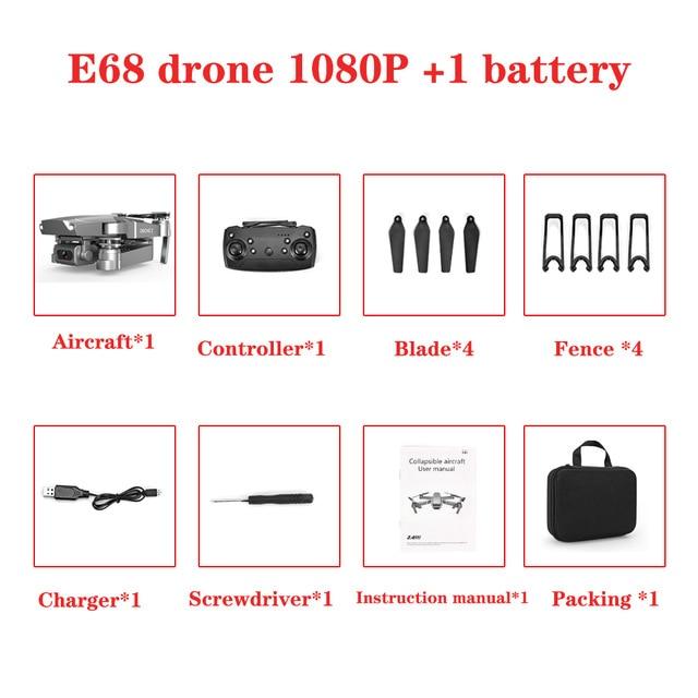NEW Arrival E68 Drone - HD wide angle 4K WIFI 1080P FPV Drones - Video Live Recording Quadcopter Height To maintain Drone - Camera Toys (5X2)(RLT)(F2)