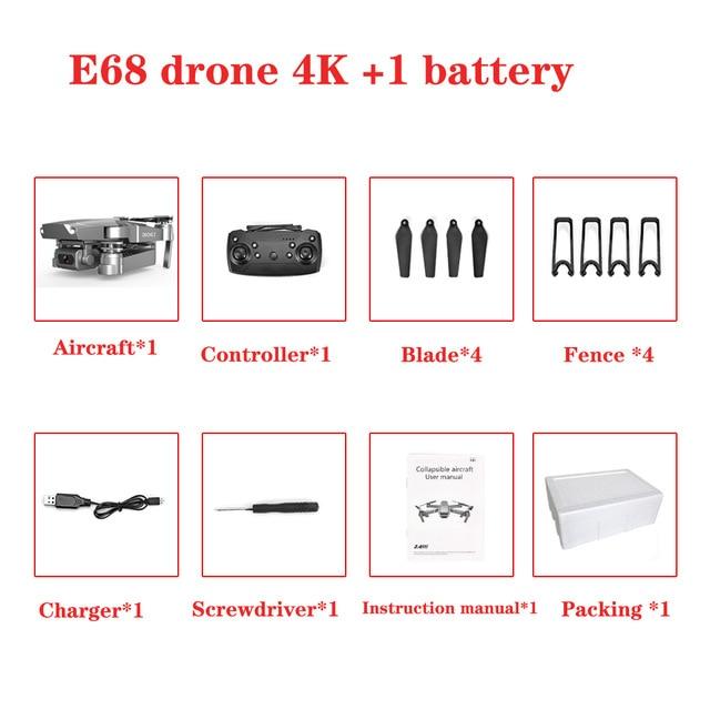 NEW Arrival E68 Drone - HD wide angle 4K WIFI 1080P FPV Drones - Video Live Recording Quadcopter Height To maintain Drone - Camera Toys (5X2)(RLT)(F2)