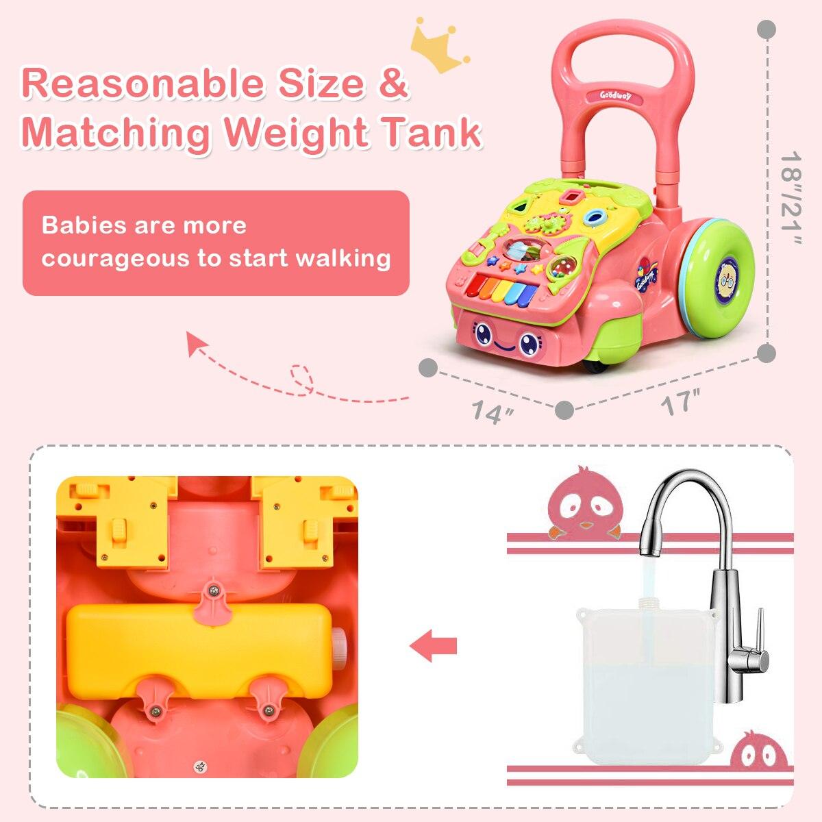 For You Baby Sit-to-Stand Learning Walker Toddler Kids Musical Toy w/ LED Light Pink (1U01)(X9)