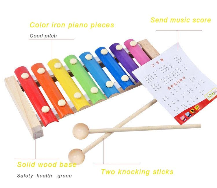 Amazing Wooden Music Instrument Frame Style Xylophone Hand Knock Toy - Musical Funny Educational Toys Gifts For Children (2X2)