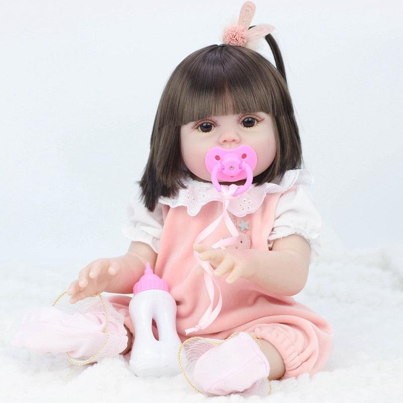 Gorgeous 45CM Full Silicone Drinking Water Pee Body Reborn Baby Doll Toy For Girl (4X2)(F2)