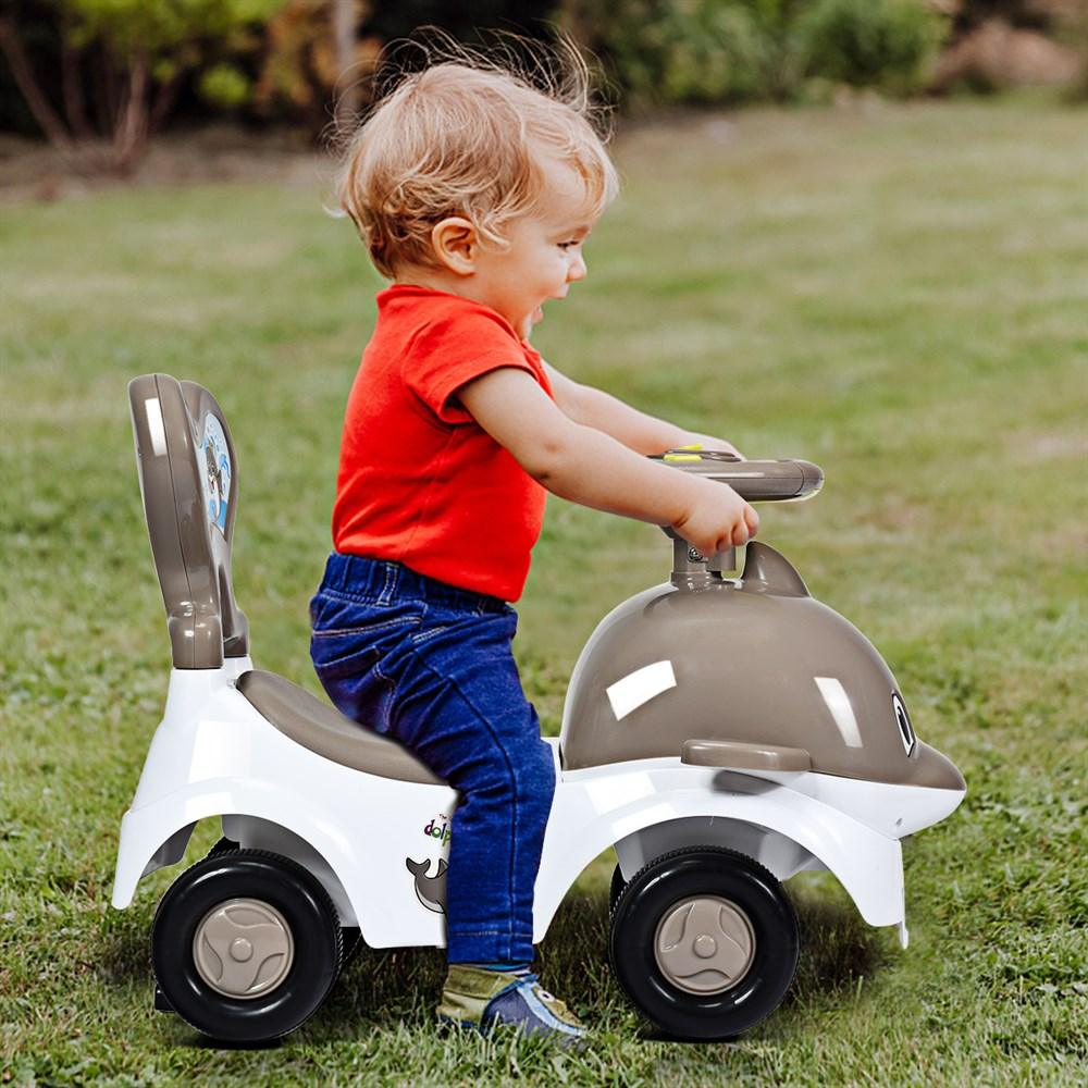 Beautiful 3-in-1Baby Walker Sliding Car Pushing Toy Cart Ride On Toy w/ Sound Gray (1U01)(X9)