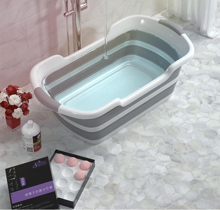 Folding Baby Shower Bathtub - Portable Silicone Bath Tubs Accessories - Collapsible Laundry Storage Basket Safety Security (4X1)