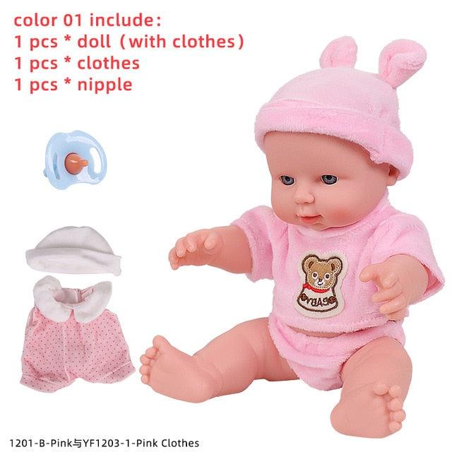 Cute 12 inches Bebe Reborn Toys - Dolls For Baby Girl - Newborn Full Silicone Toys - Gift For Children (D2)(4X2)