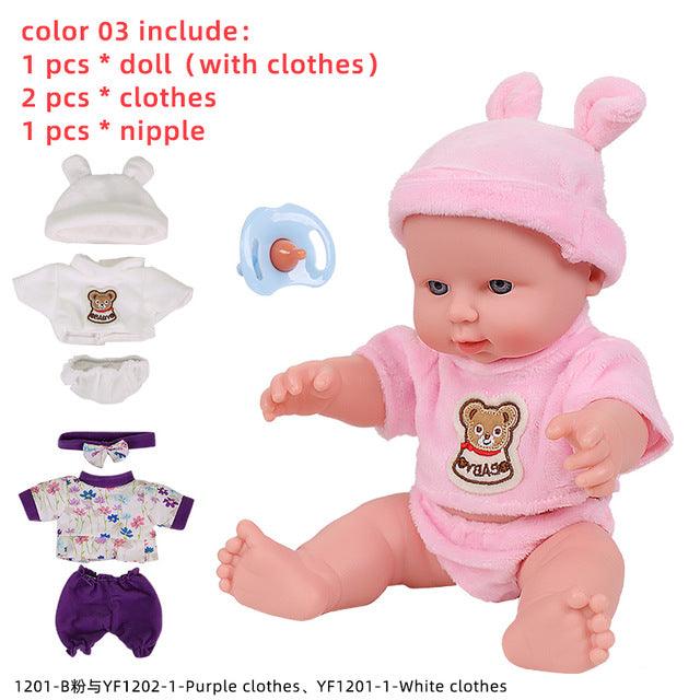 Cute 12 inches Bebe Reborn Toys - Dolls For Baby Girl - Newborn Full Silicone Toys - Gift For Children (D2)(4X2)
