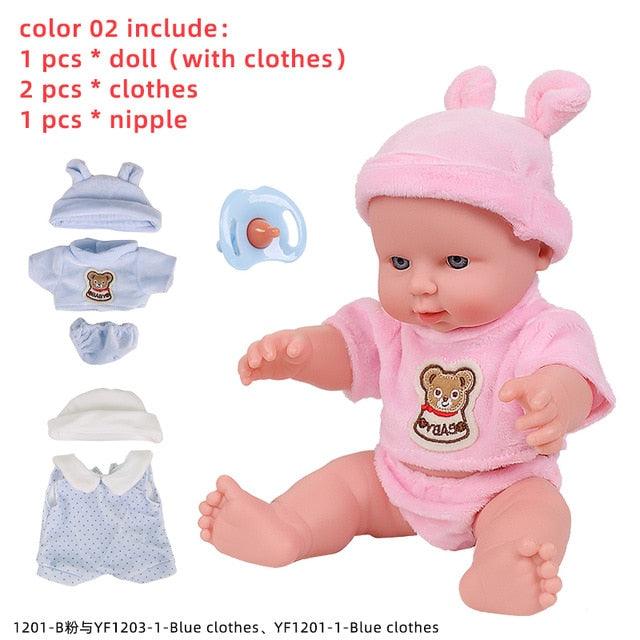 Cute 12 inches Bebe Reborn Toys - Dolls For Baby Girl - Newborn Full Silicone Toys - Gift For Children (D2)(4X2)