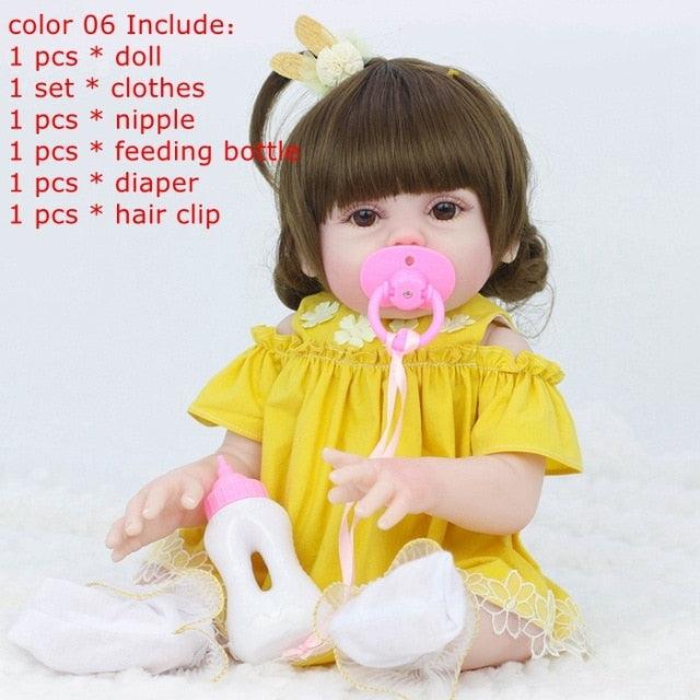 Gorgeous 45CM Full Silicone Drinking Water Pee Body Reborn Baby Doll Toy For Girl (4X2)(F2)