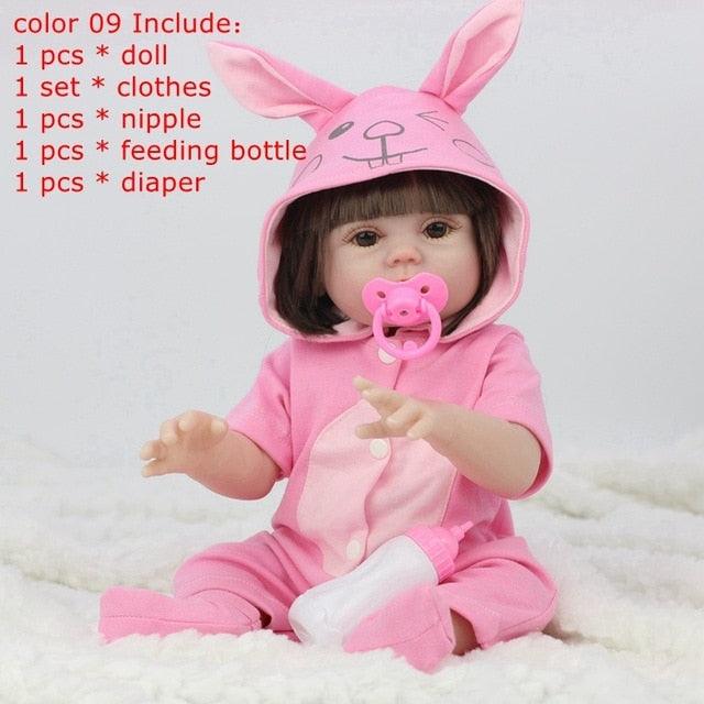 Gorgeous 45CM Full Silicone Drinking Water Pee Body Reborn Baby Doll Toy For Girl (4X2)(F2)