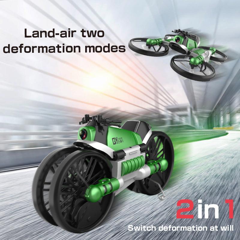 New Tech H6 2-in-1 Folding RC Drone & Motorcycle Vehicle - Multi-functional Folding Quadcopter - WIFI Camera Headless Mode RTR Toys (5X2)(RLT)