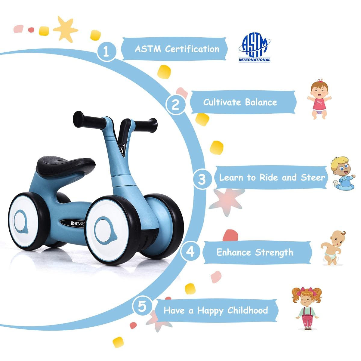 New Style Baby Balance Bike Bicycle Mini Kids Walker Toddler Toys Rides No-Pedal Blue (1U2)(9X1)
