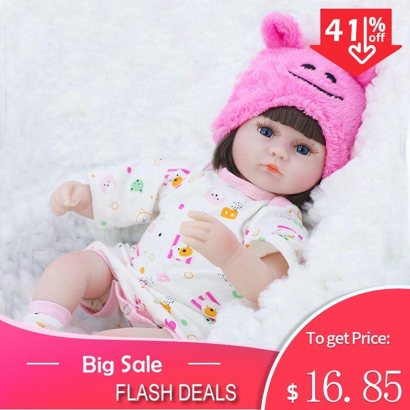 Gorgeous Reborn Baby Doll 42CM - Baby Accompany Doll - Lifelike Toddler Blue Eyes - Birthday Present (D2)(4X2)