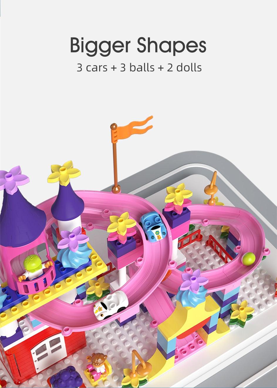 Amazing My First Castle Building Blocks - Marble Run Kids Slide, City ,Blocks, Figures, Cars, Track Toys For Girls Boys (D2)(8X2)