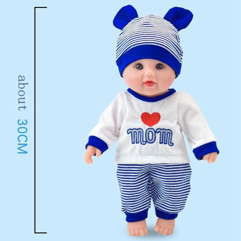 30CM Baby Reborn Dolls - Soft Baby Doll Toy - Cloth Body Stuffed Realistic Baby Doll - Toddler Birthday (4X2)(F2)