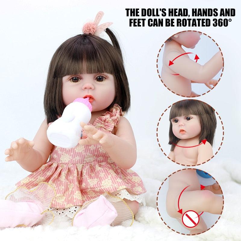 Fabulous 45CM Full Silicone Drinking Water Pee Reborn Baby Doll Toy For Girl (4X2)