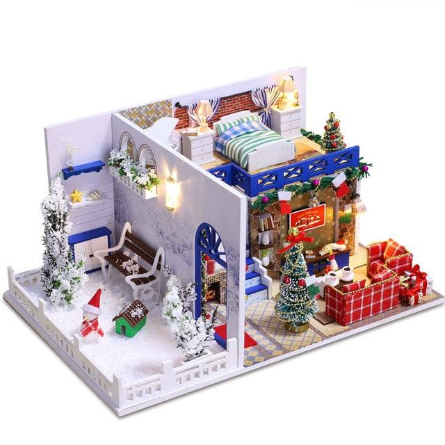 Amazing Wooden Miniatures Doll Houses - Furniture Kit With LED Baby Kid - Assemble Toys (4X2)(1X3)