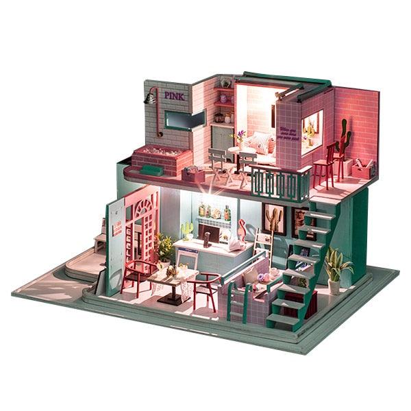 Amazing Wooden Miniatures Doll Houses - Furniture Kit With LED Baby Kid - Assemble Toys (4X2)(1X3)