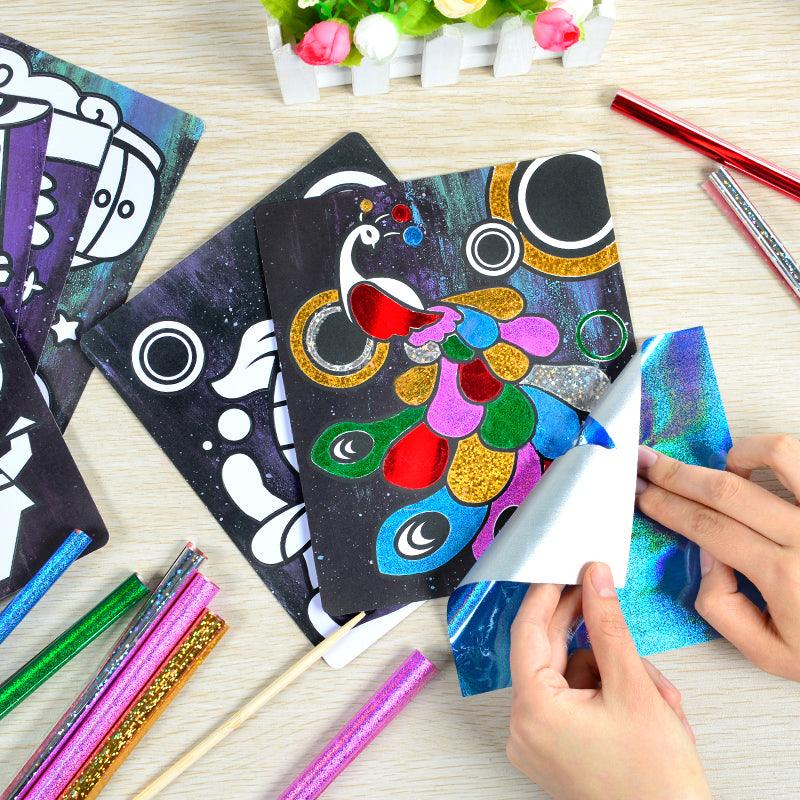 Children Magic Color Paper DIY Art Craft Toy - Kids Creative Stickers Drawing Handmade Scratching Paper (8X1)