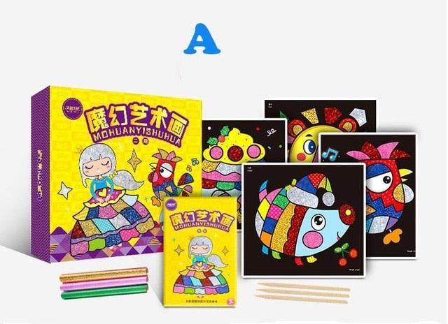 Children Magic Color Paper DIY Art Craft Toy - Kids Creative Stickers Drawing Handmade Scratching Paper (8X1)