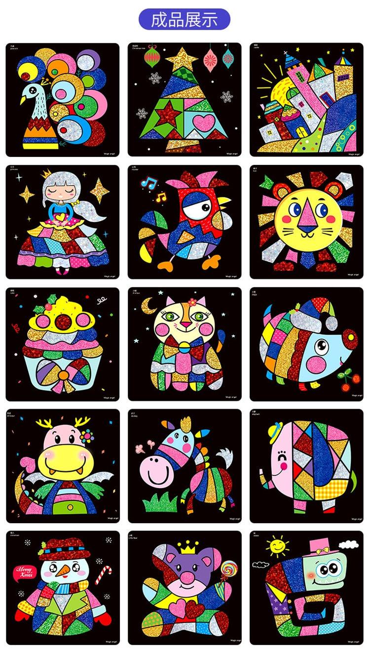 Children Magic Color Paper DIY Art Craft Toy - Kids Creative Stickers Drawing Handmade Scratching Paper (8X1)