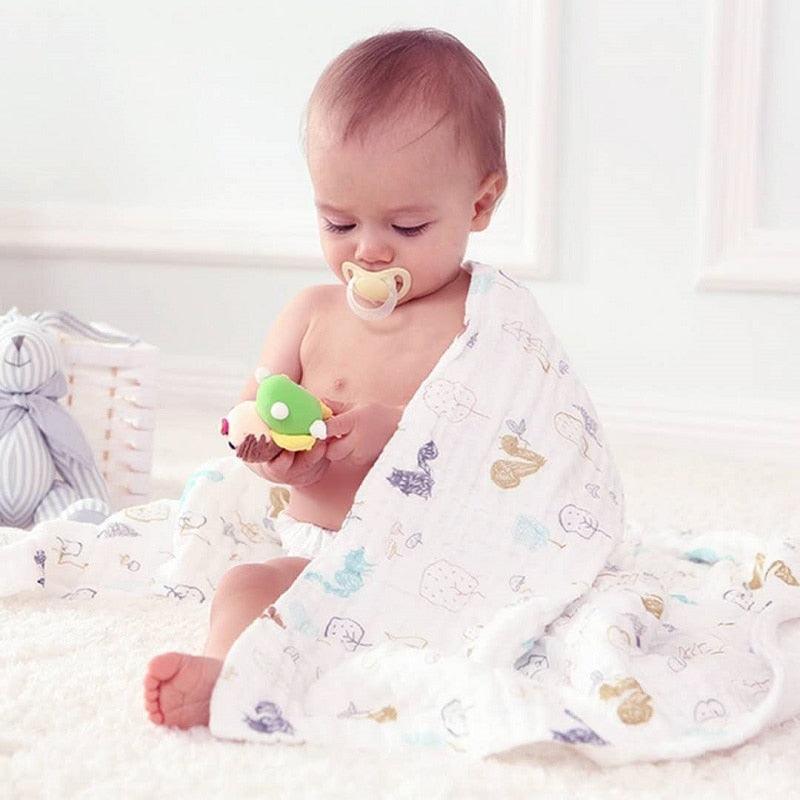 Newborns Kids Wash Beach 6 Layer Big Baby Towel - Cotton Cartoon Muslin Gauze Squares Cloth - Infant Swaddle Bath Blankets (D1)(2X1)