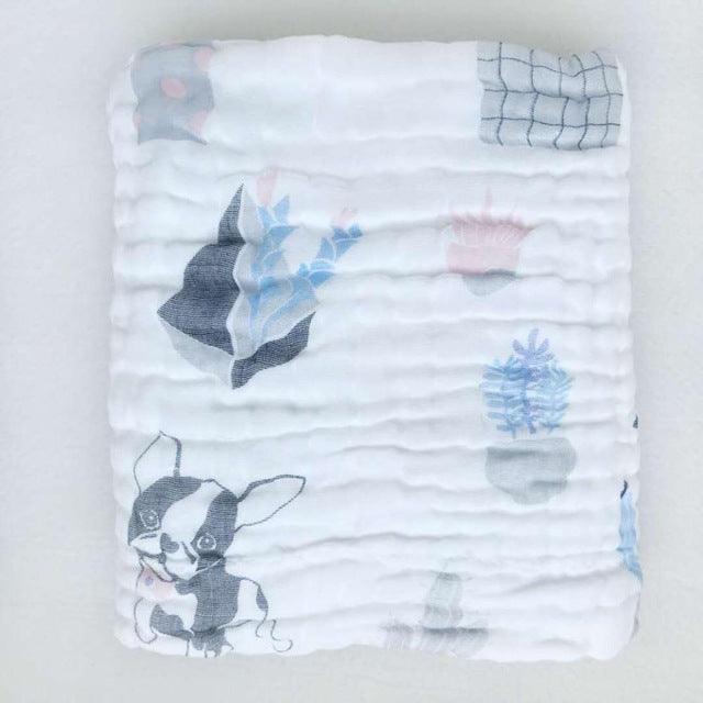 Newborns Kids Wash Beach 6 Layer Big Baby Towel - Cotton Cartoon Muslin Gauze Squares Cloth - Infant Swaddle Bath Blankets (D1)(2X1)