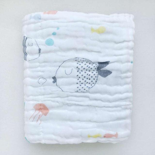 Newborns Kids Wash Beach 6 Layer Big Baby Towel - Cotton Cartoon Muslin Gauze Squares Cloth - Infant Swaddle Bath Blankets (D1)(2X1)