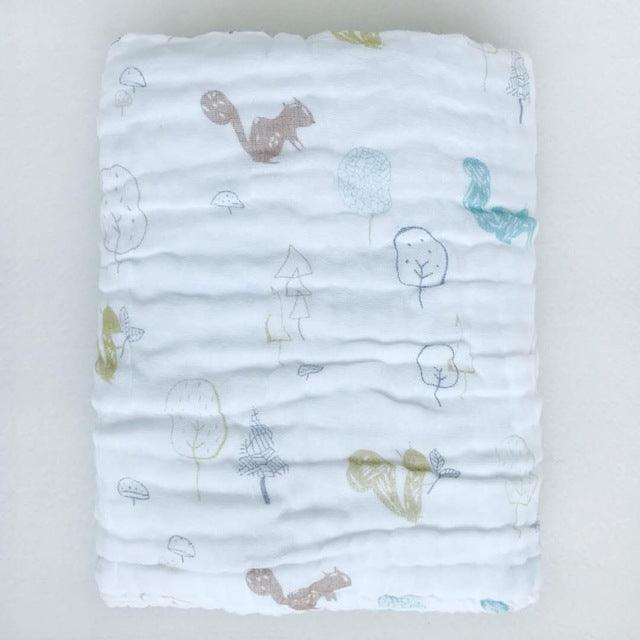Newborns Kids Wash Beach 6 Layer Big Baby Towel - Cotton Cartoon Muslin Gauze Squares Cloth - Infant Swaddle Bath Blankets (D1)(2X1)
