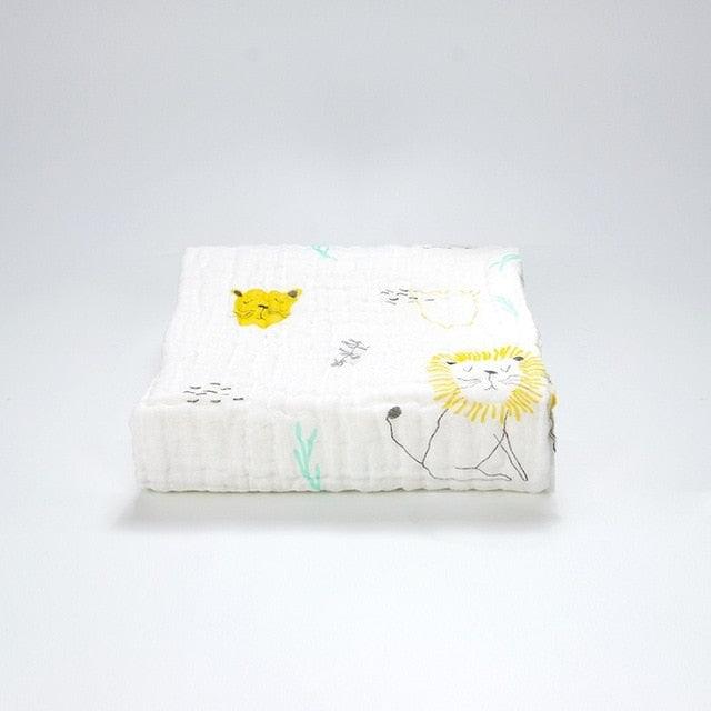 Newborns Kids Wash Beach 6 Layer Big Baby Towel - Cotton Cartoon Muslin Gauze Squares Cloth - Infant Swaddle Bath Blankets (D1)(2X1)