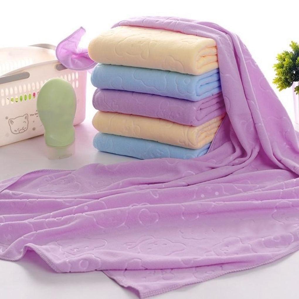 New Born Baby Soft Water Towels - Baby Care - Quick-drying Towel 70x140cm - Absorbent Bear Cartoon Microfiber Bath Towel (2X1)(F1)