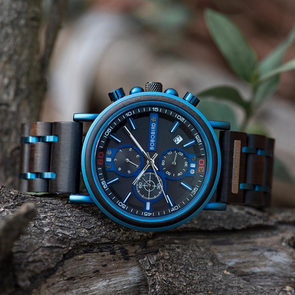 New Wooden Watch - Men Top Brand Luxury Chronograph Military Quartz Watches (2MA1)