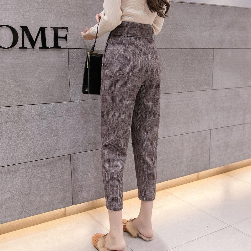 Autumn Retro Trousers - Fashion Women Harem Pants - Plus Size - Formal Women Pants With Belt (BP)(F25)