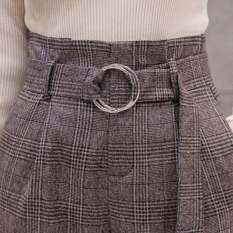 Autumn Retro Trousers - Fashion Women Harem Pants - Plus Size - Formal Women Pants With Belt (BP)(F25)