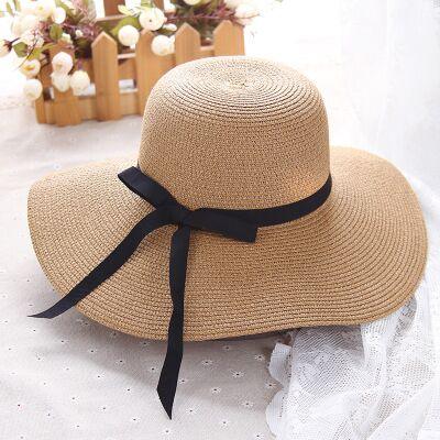 Great Foldable Wide Brim Floppy Girls Straw Hat - Sun Beach Women's Summer Hat (D44)(WH8)
