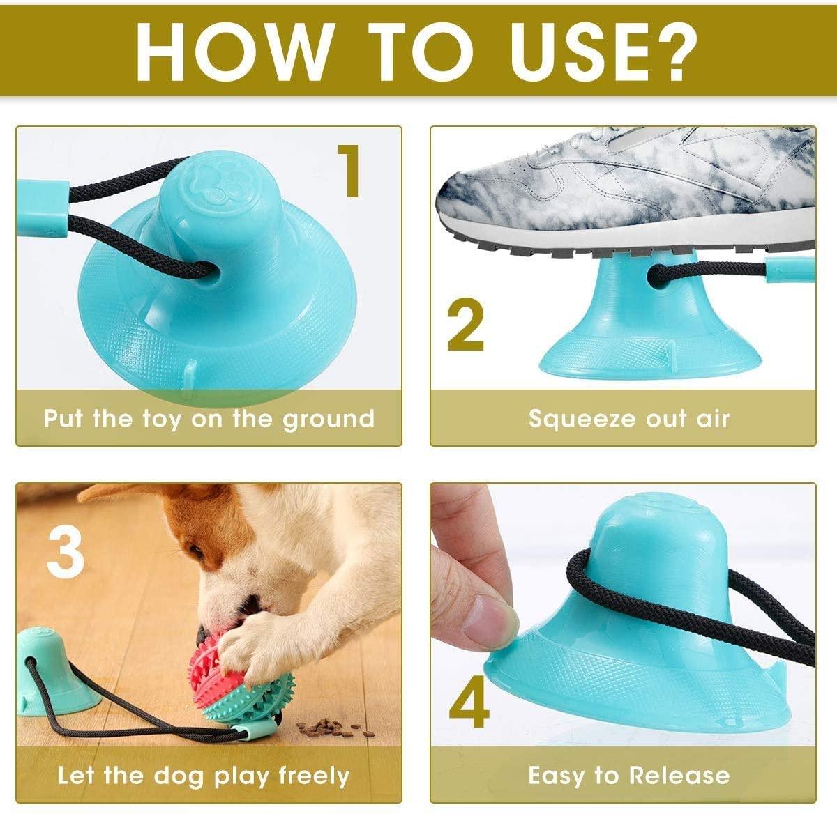 Suction Cup Tug Dog Toy - Push Elastic Ropes Pet Tooth Cleaning Chewing Playing IQ Treat Puppy Cats Toys (1U73)