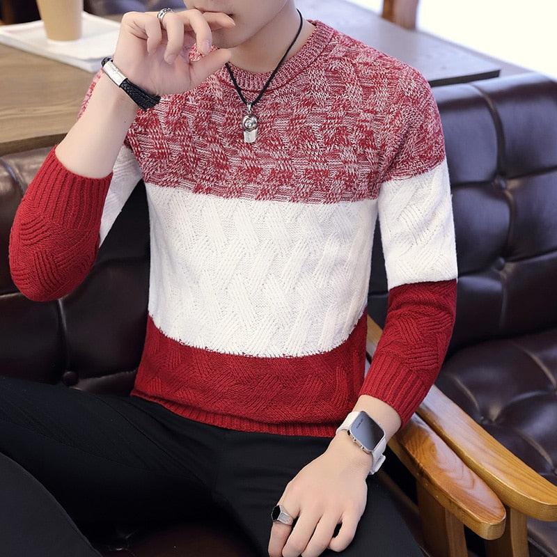 New Sweater men's Spring Personality Sweater - Round Neck Loose Warm Sweater (TM6)(T5G)(CC3)(F100)