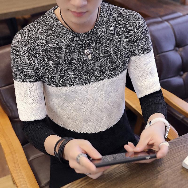 New Sweater men's Spring Personality Sweater - Round Neck Loose Warm Sweater (TM6)(T5G)(CC3)(F100)