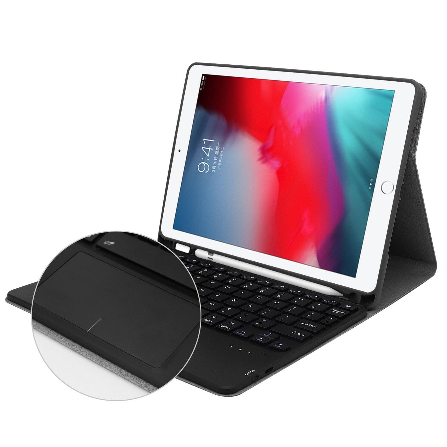 Touchpad Keyboard Case for iPad 9.7 2017 2018 5th 6th Air 1/2 9.7 Pro 11 10.5 Cover - Pencil holder - Touchpad Keyboard (TLC3)(TLC5)