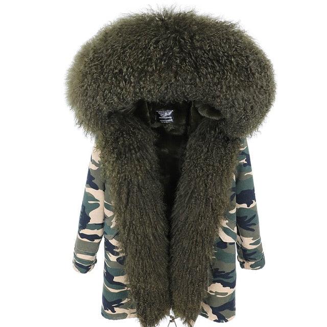 Gorgeous Women Winter Coats - Fashion Women's Luxurious Lamb Fur Parka Hooded Coat - Outwear Winter Jacket (1U23)