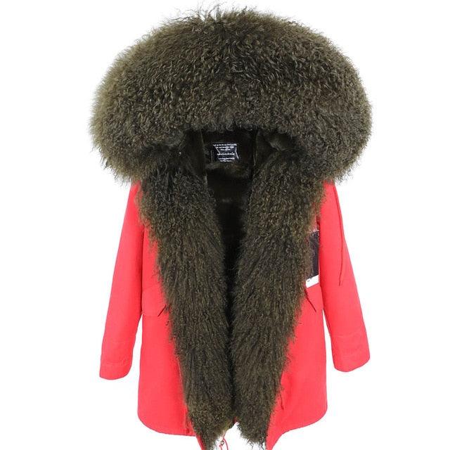 Gorgeous Women Winter Coats - Fashion Women's Luxurious Lamb Fur Parka Hooded Coat - Outwear Winter Jacket (1U23)