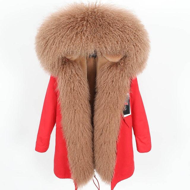 Gorgeous Women Winter Coats - Fashion Women's Luxurious Lamb Fur Parka Hooded Coat - Outwear Winter Jacket (1U23)