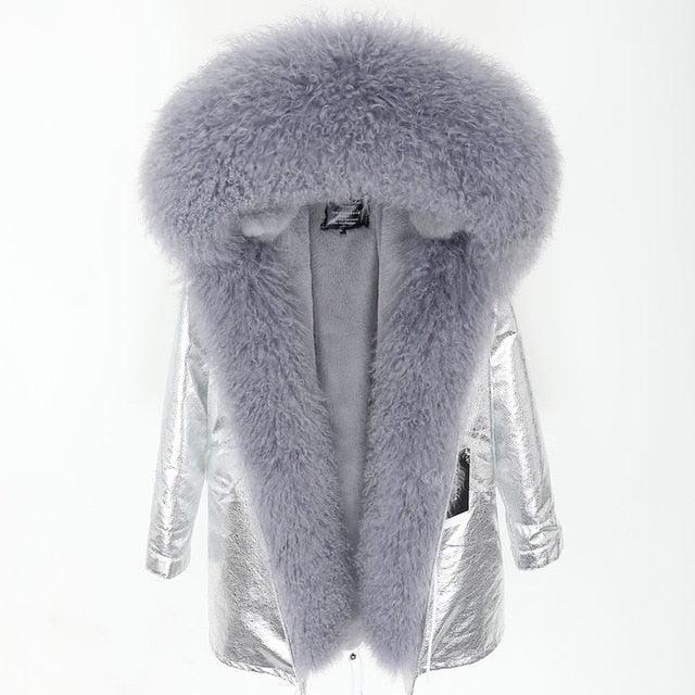 Gorgeous Women Winter Coats - Fashion Women's Luxurious Lamb Fur Parka Hooded Coat - Outwear Winter Jacket (1U23)