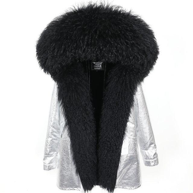 Gorgeous Women Winter Coats - Fashion Women's Luxurious Lamb Fur Parka Hooded Coat - Outwear Winter Jacket (1U23)