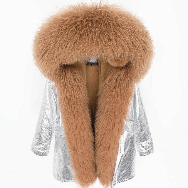 Gorgeous Women Winter Coats - Fashion Women's Luxurious Lamb Fur Parka Hooded Coat - Outwear Winter Jacket (1U23)