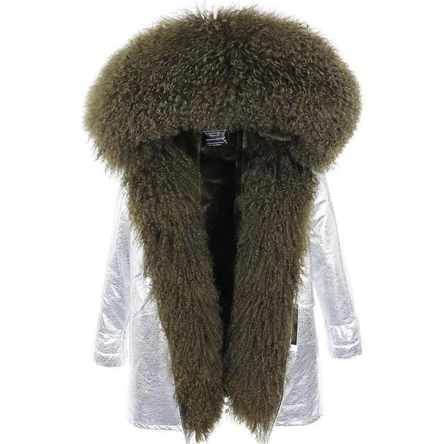 Gorgeous Women Winter Coats - Fashion Women's Luxurious Lamb Fur Parka Hooded Coat - Outwear Winter Jacket (1U23)