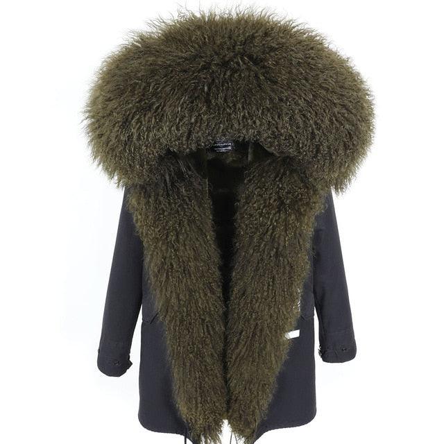 Gorgeous Women Winter Coats - Fashion Women's Luxurious Lamb Fur Parka Hooded Coat - Outwear Winter Jacket (1U23)