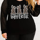 Plus Size HOPPY EASTER Sheer Striped Long Sleeve Top